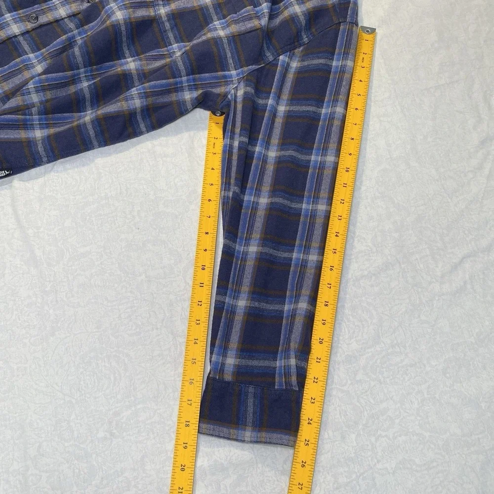 Eddie Bauer Flannel Shirt Mens XXL Blue Orange Plaid Button Up Lot 2